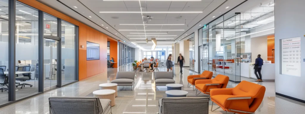 a modern office space showcases a diverse team engaged in a strategic meeting, surrounded by charts and checklists on moving company evaluations, emphasizing professionalism and meticulous planning in the moving industry.